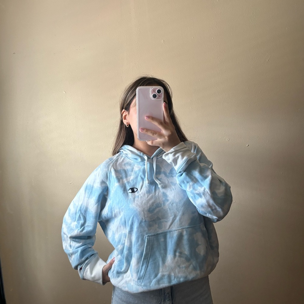 Blue Tie Dye Champion Hoodie